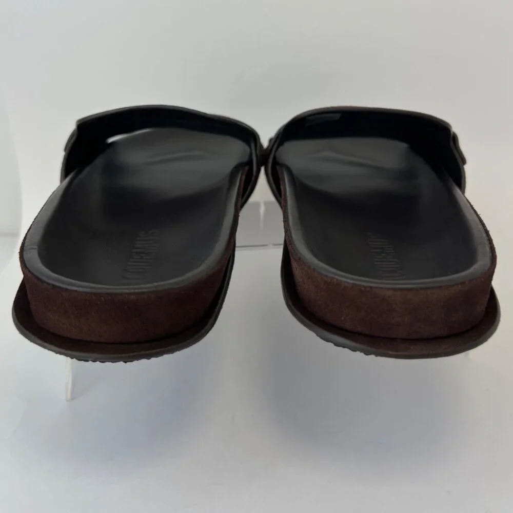 Jacquemus Les Brown Suede Men Sandals Leather Slides Size 43 US10